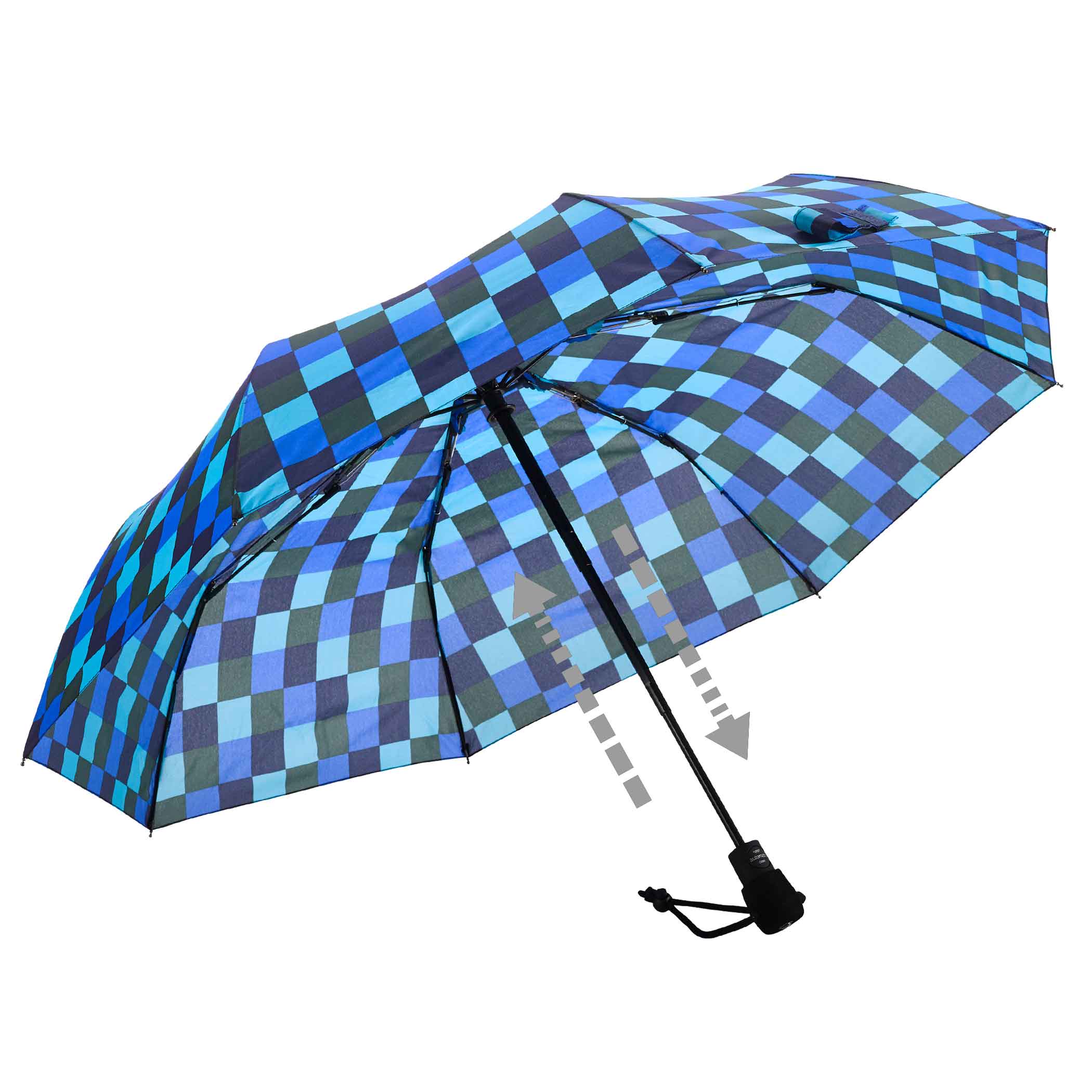 Trekking-Regenschirm light trek automatic, blau / grün kariert