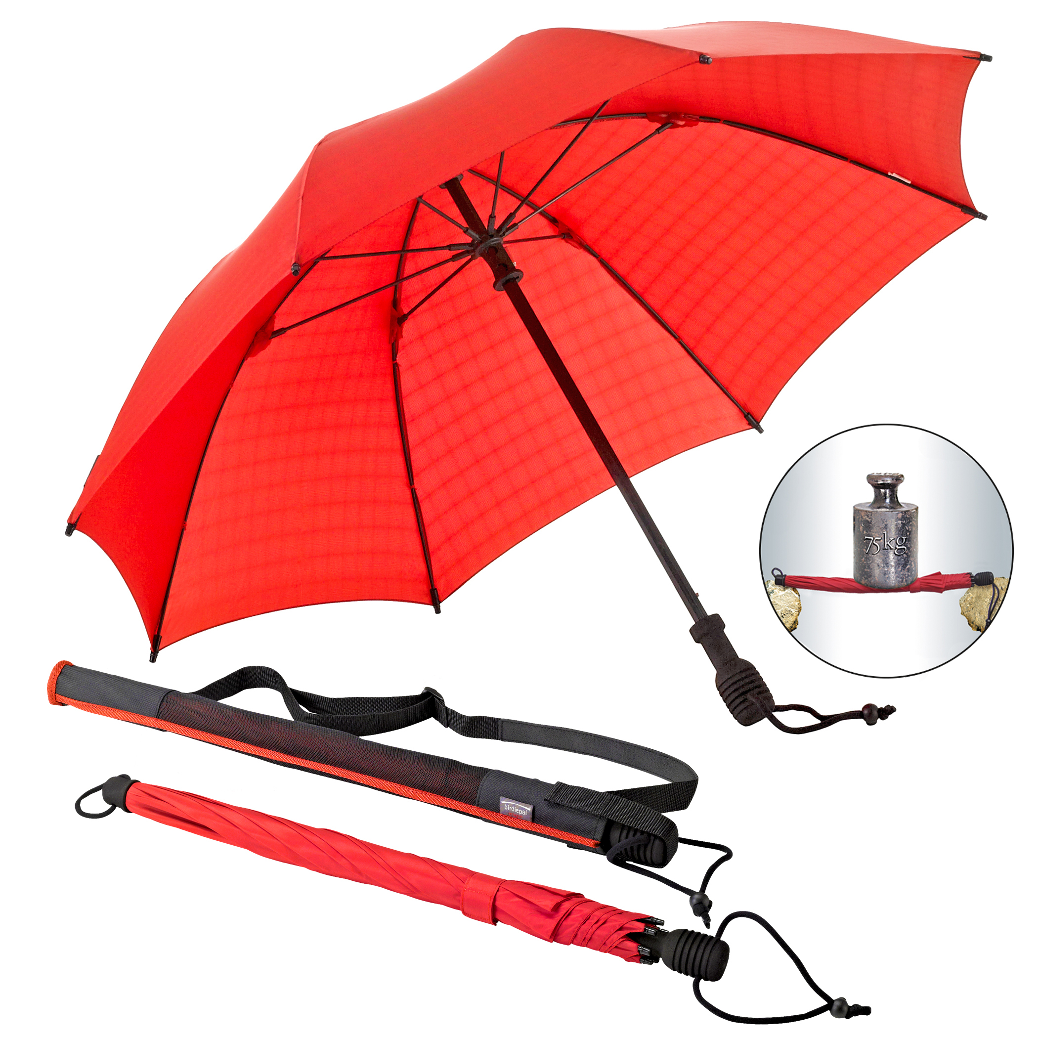 Trekking-Regenschirm birdiepal octagon, rot