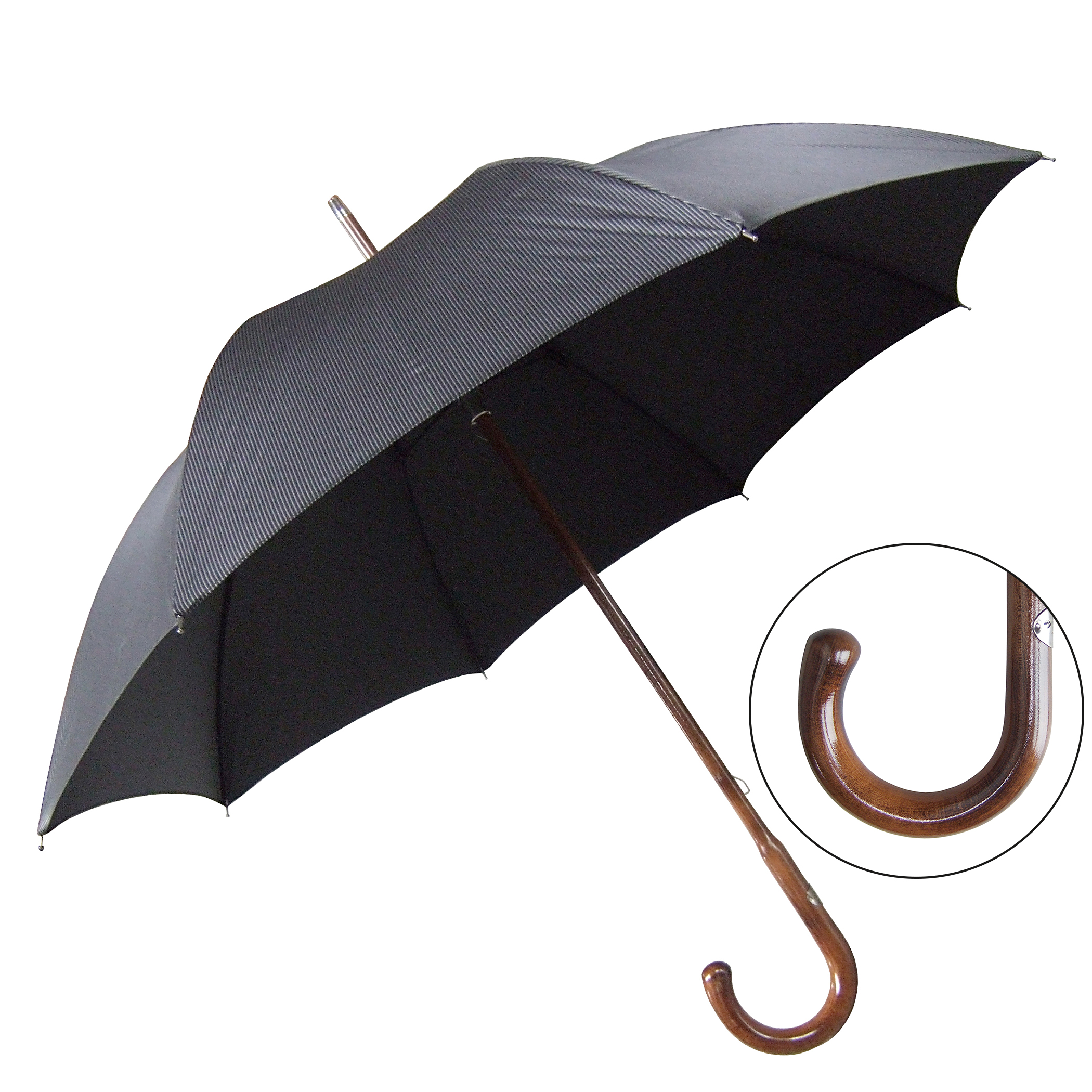 Klassik-Regenschirm CM05-AAJ2, schwarz / silbergrau gestreift Klassik-Regenschirm CM05-AAJ2, schwarz / silbergrau gestreift