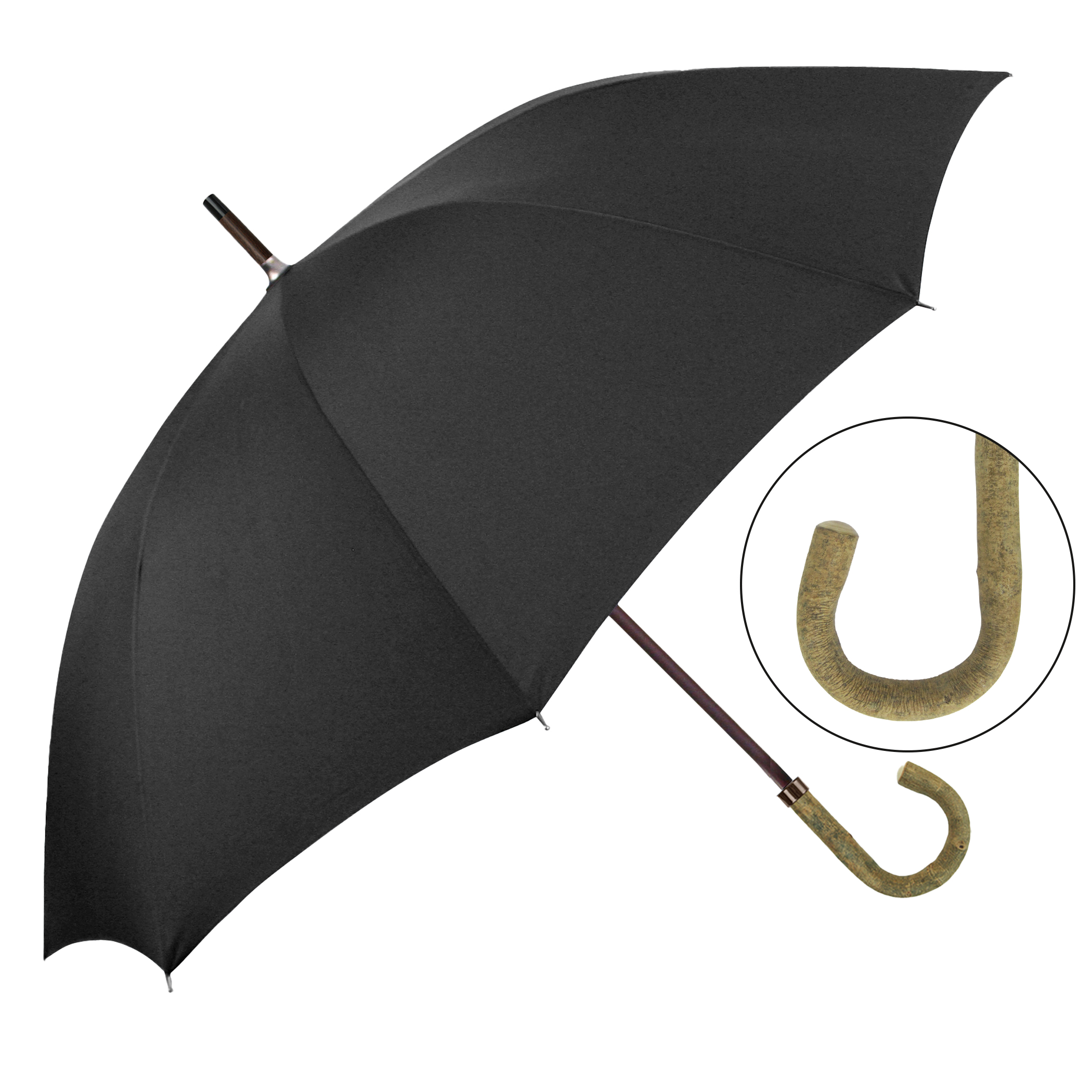 City umbrella W1U3, black, handle made of ash natural