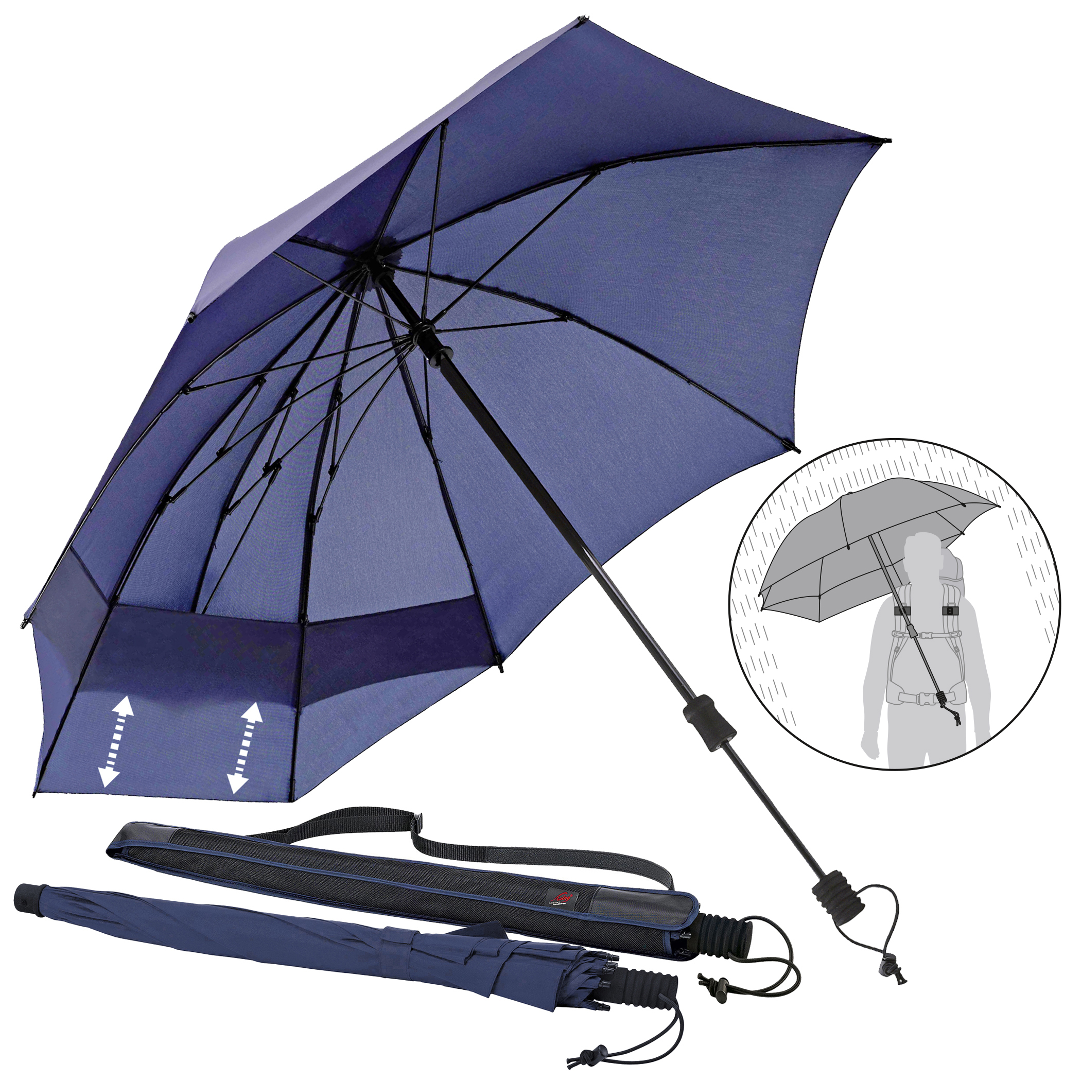Trekking umbrella Swing backpack handsfree, navy blue Trekking umbrella Swing backpack handsfree, navy blue