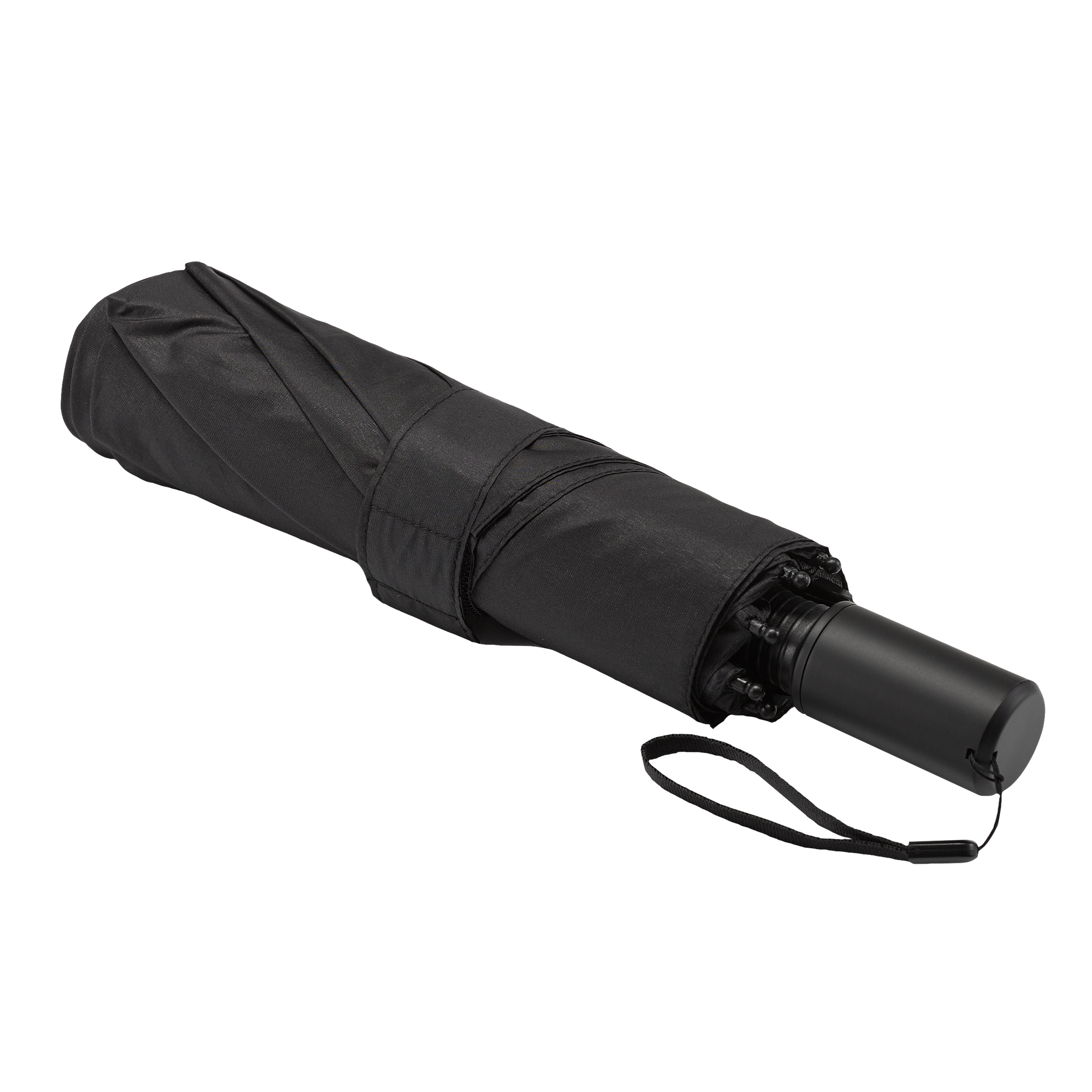 Der innovative Taschenschirm mit nach hinten verlängertem Bezug, schwarz, 8 Segmente, windstabil