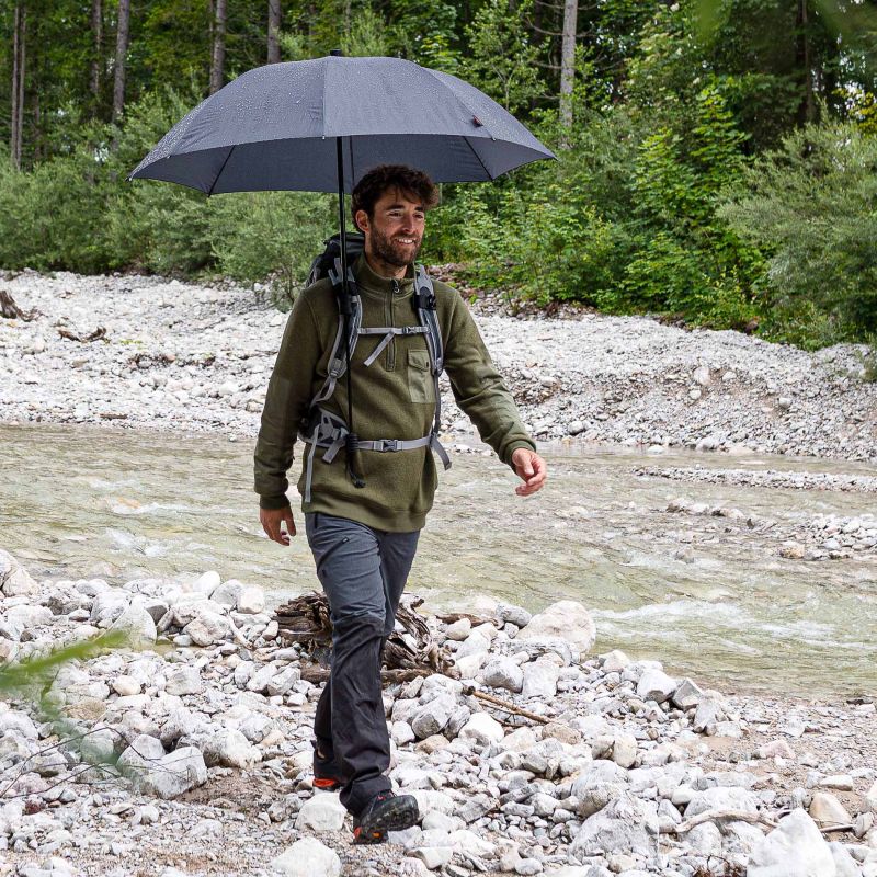 Trekking umbrella Swing handsfree ultra, black, stick umbrella, handsfree, UV protection 50+