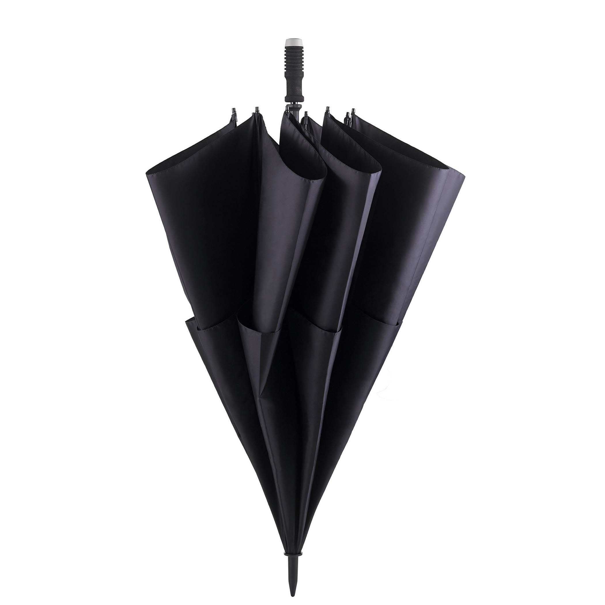 Golf umbrella birdiepal storm, black, partner umbrella, wind stabilising double canopy, XXL size