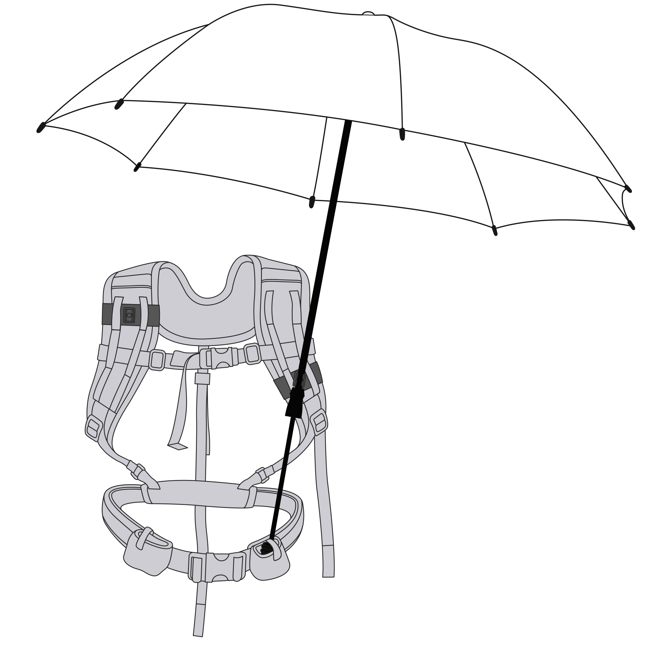 Carrier system for handsfree umbrellas, black Carrier system for handsfree umbrellas, black