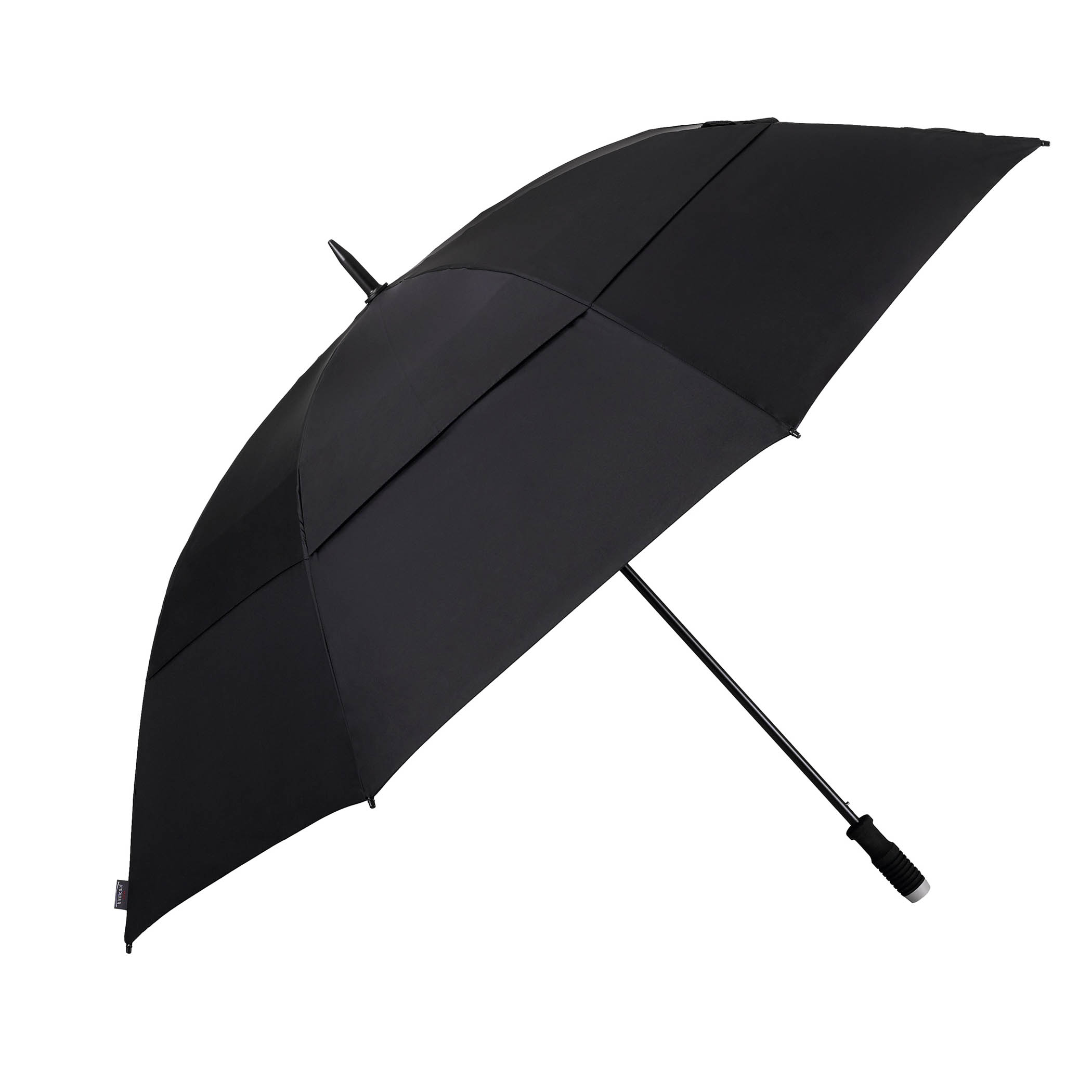 Golf umbrella birdiepal storm, black, partner umbrella, wind stabilising double canopy, XXL size