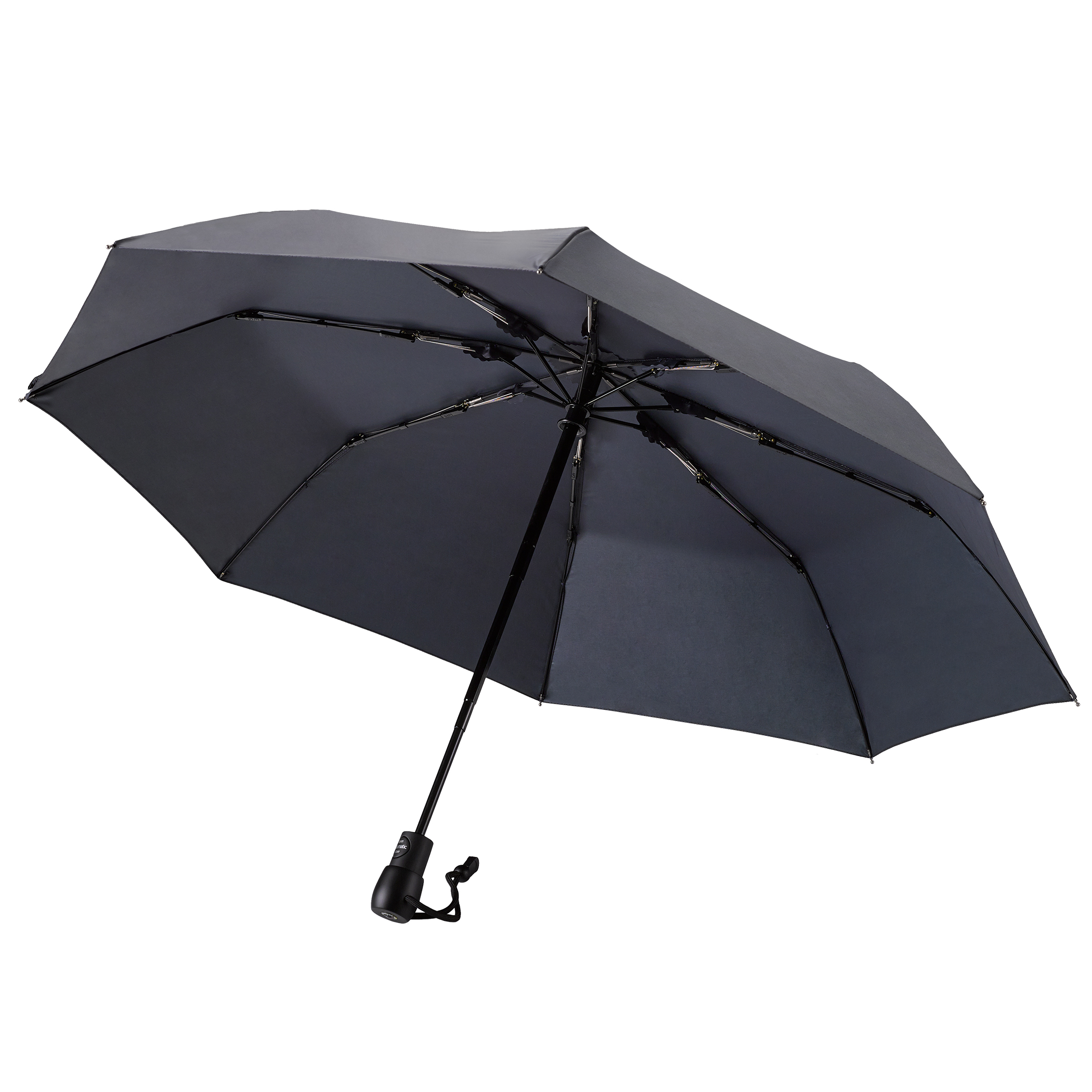 Trekking umbrella light trek ECO, anthracite, pocket umbrella, handle made of wood, automatic, sustainable