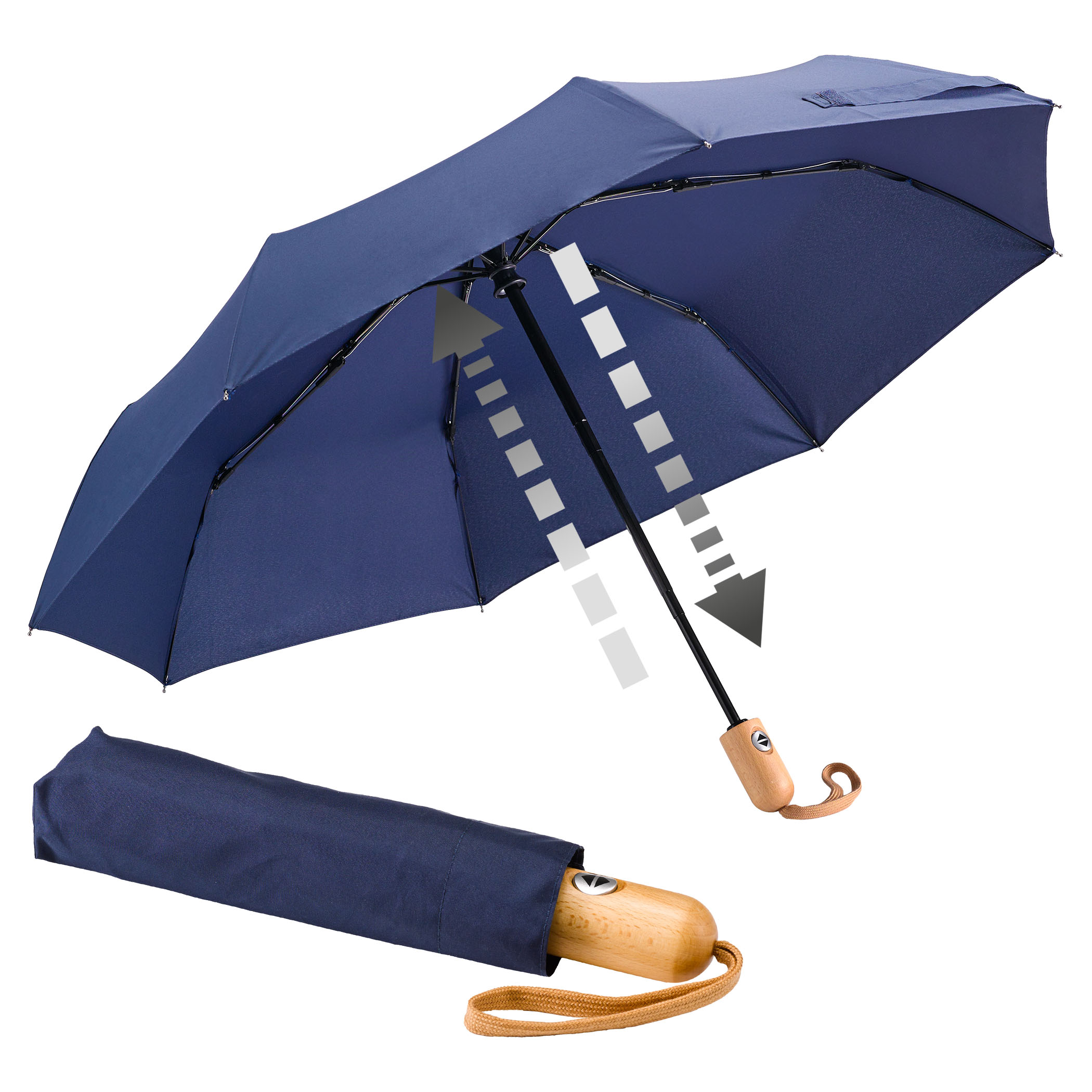 City-Regenschirm, umweltfreundlich, marineblau, aus nachhaltigen Materialien