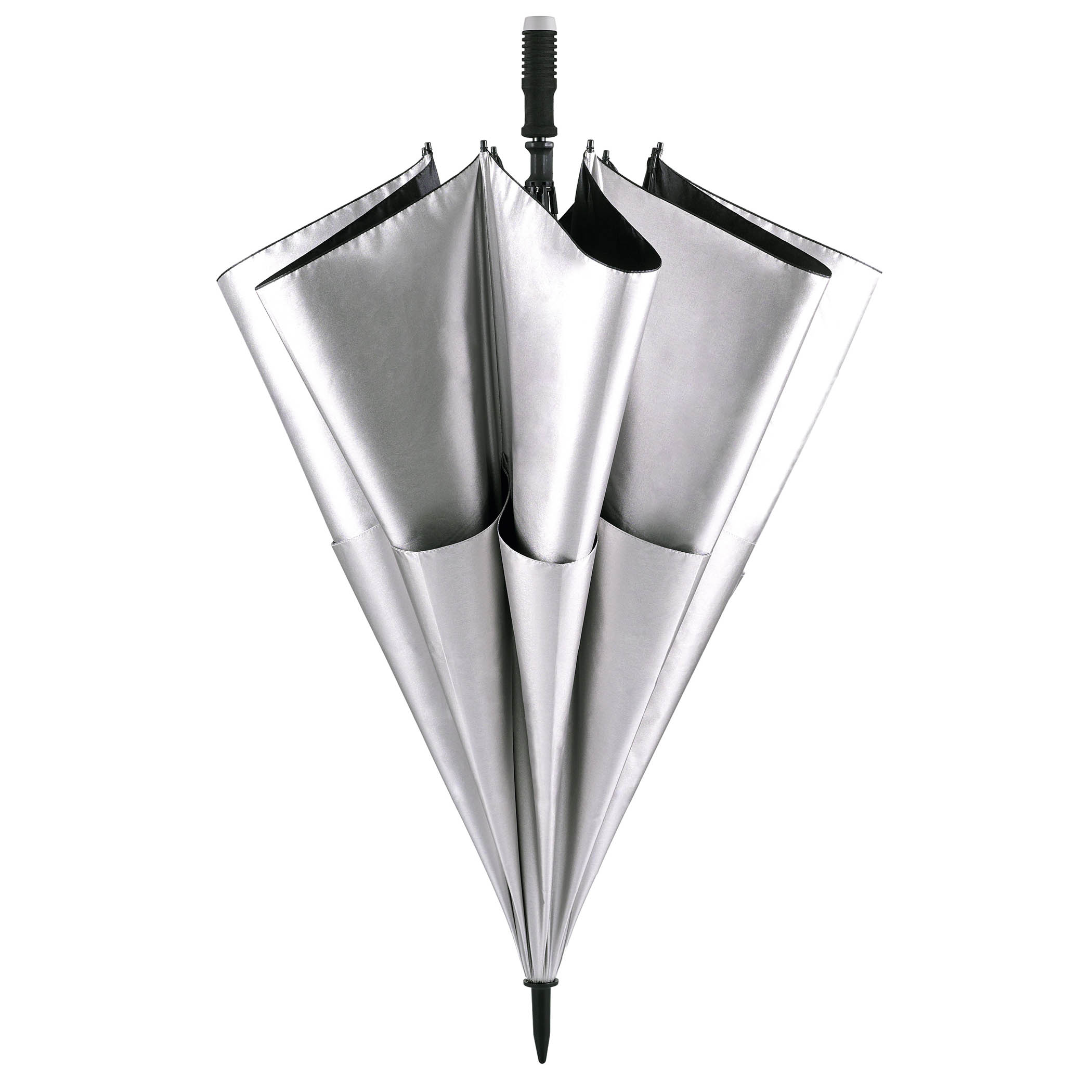 Golf-Regenschirm birdiepal storm, silber, UV-Schutz 50+,  Partnerschirm, windstabilisierender Doppelbezug, XXL-Größe