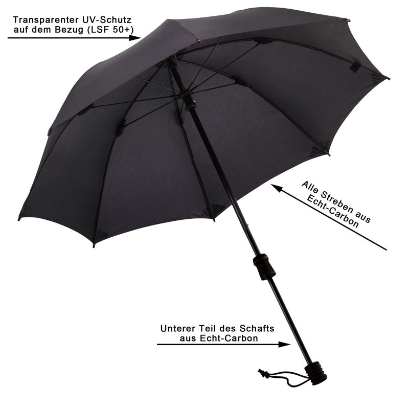 Trekking umbrella Swing handsfree ultra, black, stick umbrella, handsfree, UV protection 50+