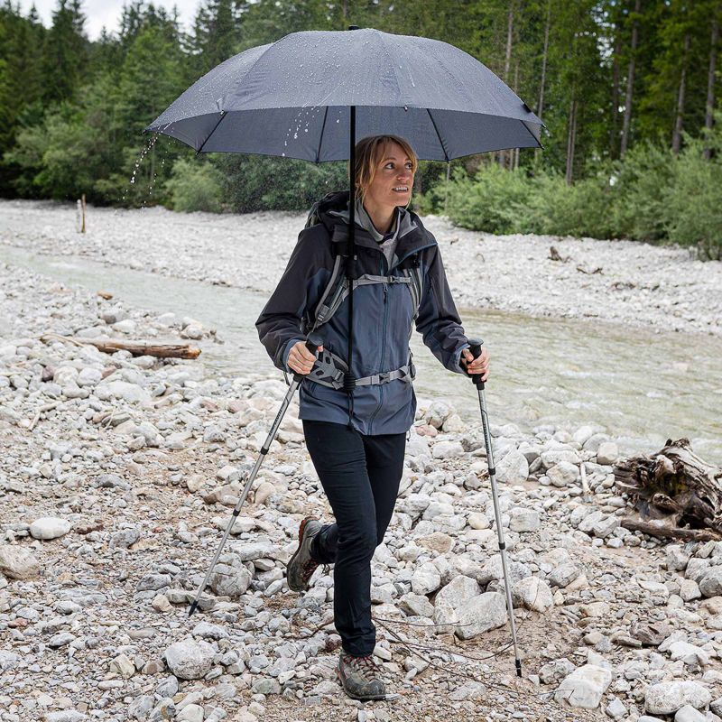Trekking umbrella Swing handsfree ultra, black, stick umbrella, handsfree, UV protection 50+