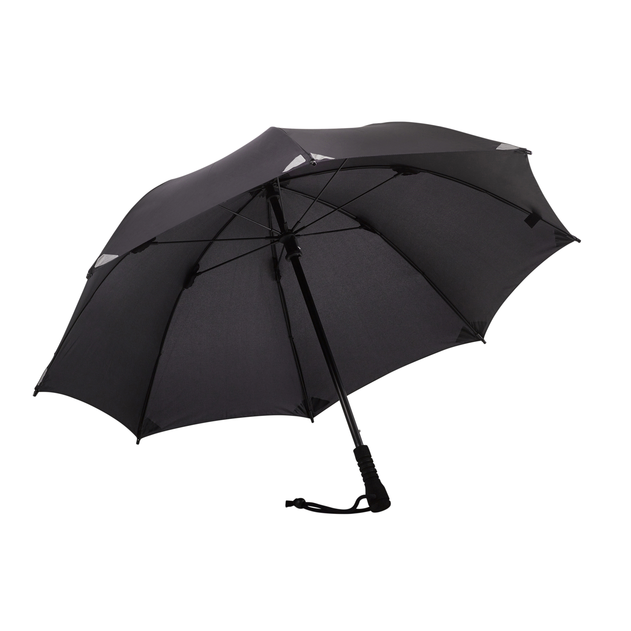 Trekking-Regenschirm Swing, schwarz, mit Reflektoren