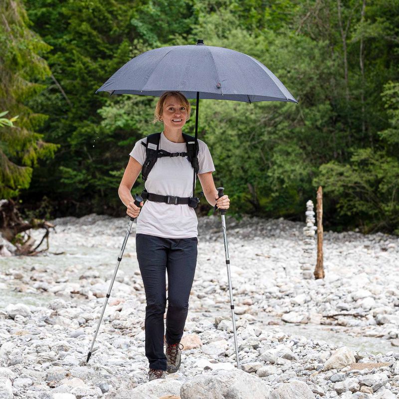 Trekking umbrella Swing handsfree ultra, black, stick umbrella, handsfree, UV protection 50+