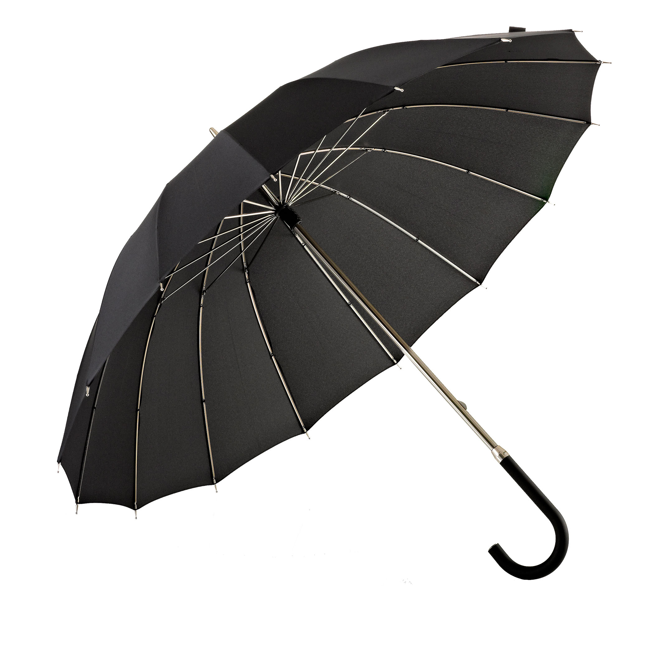 City-Regenschirm Metropolitan, schwarz, Stockschirm, 16 Segmente, elegante Dachwölbung