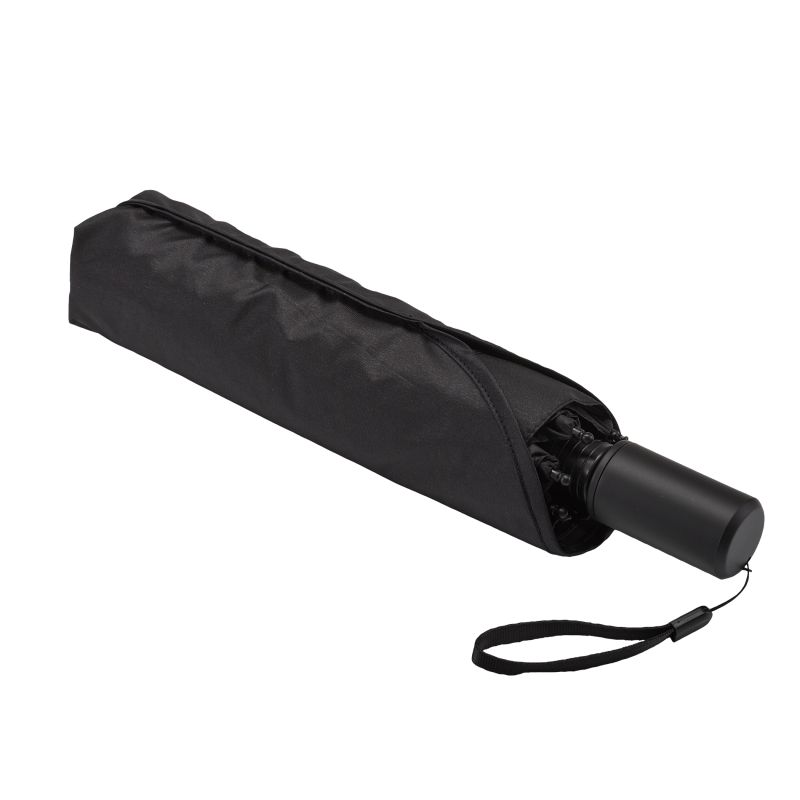 Der innovative Taschenschirm mit nach hinten verlängertem Bezug, schwarz, 8 Segmente, windstabil