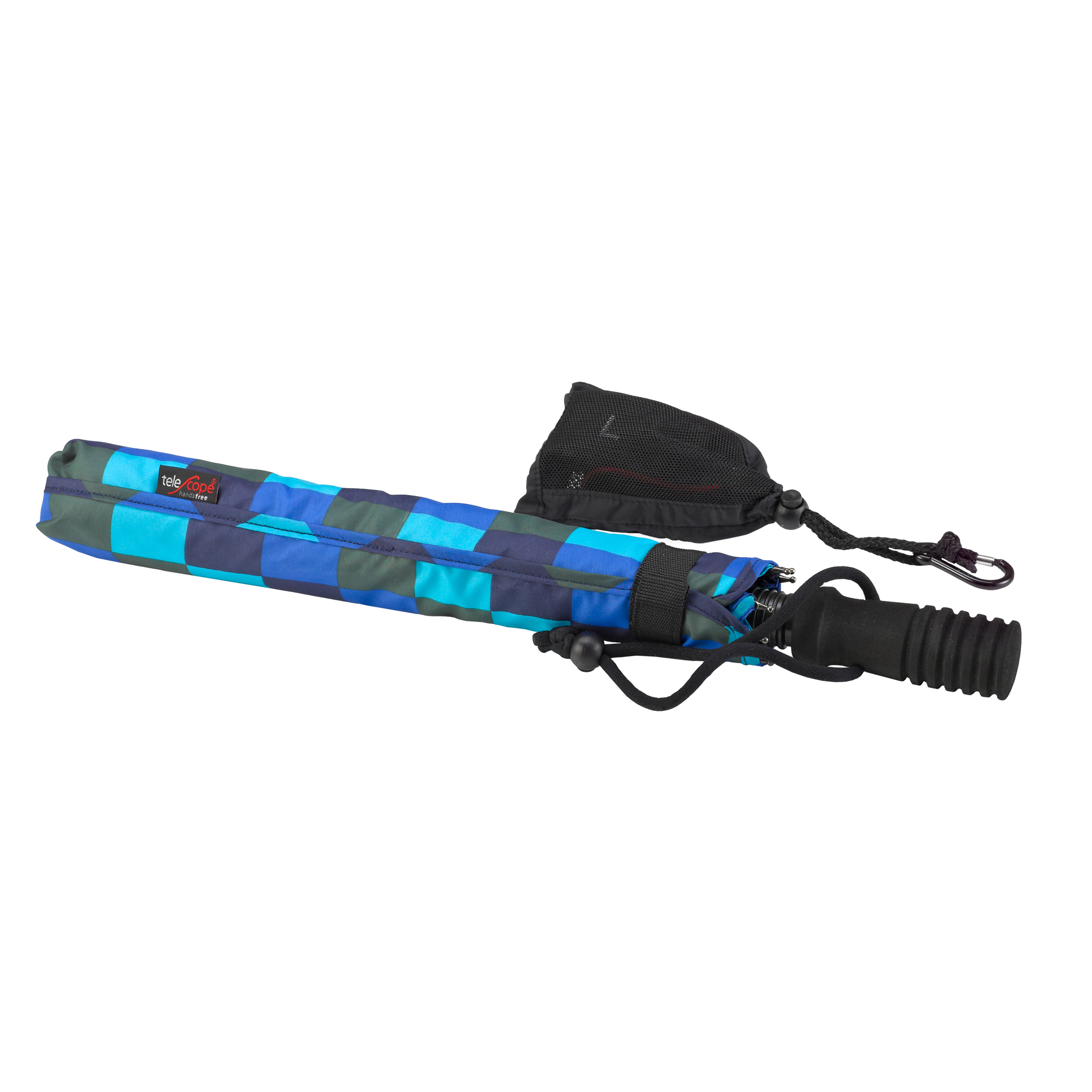 Trekking umbrella teleScope handsfree, blue / green plaid