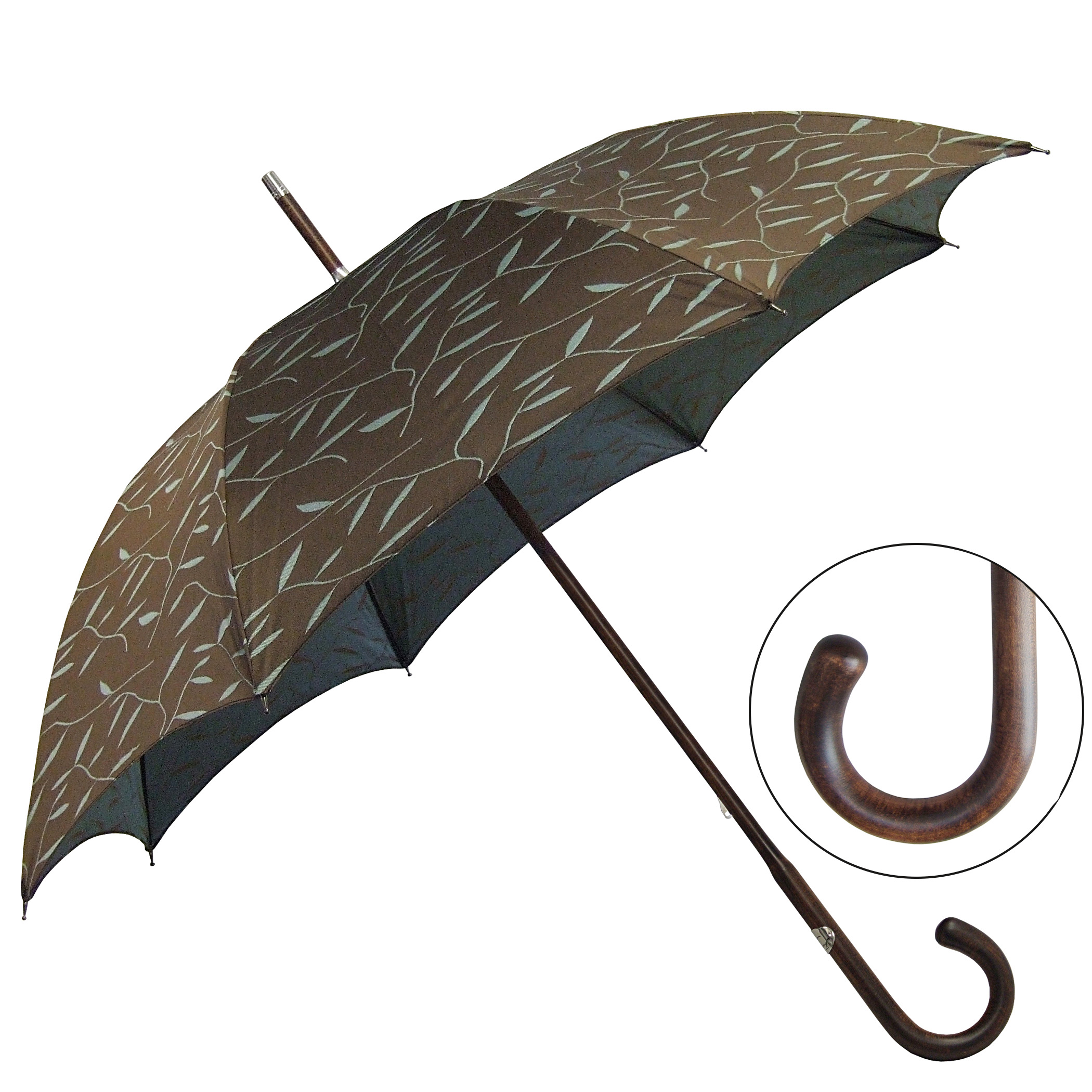 Classic umbrella CM06-AAJ, leaf design, brown / turquoise Classic umbrella CM06-AAJ, leaf design, brown / turquoise