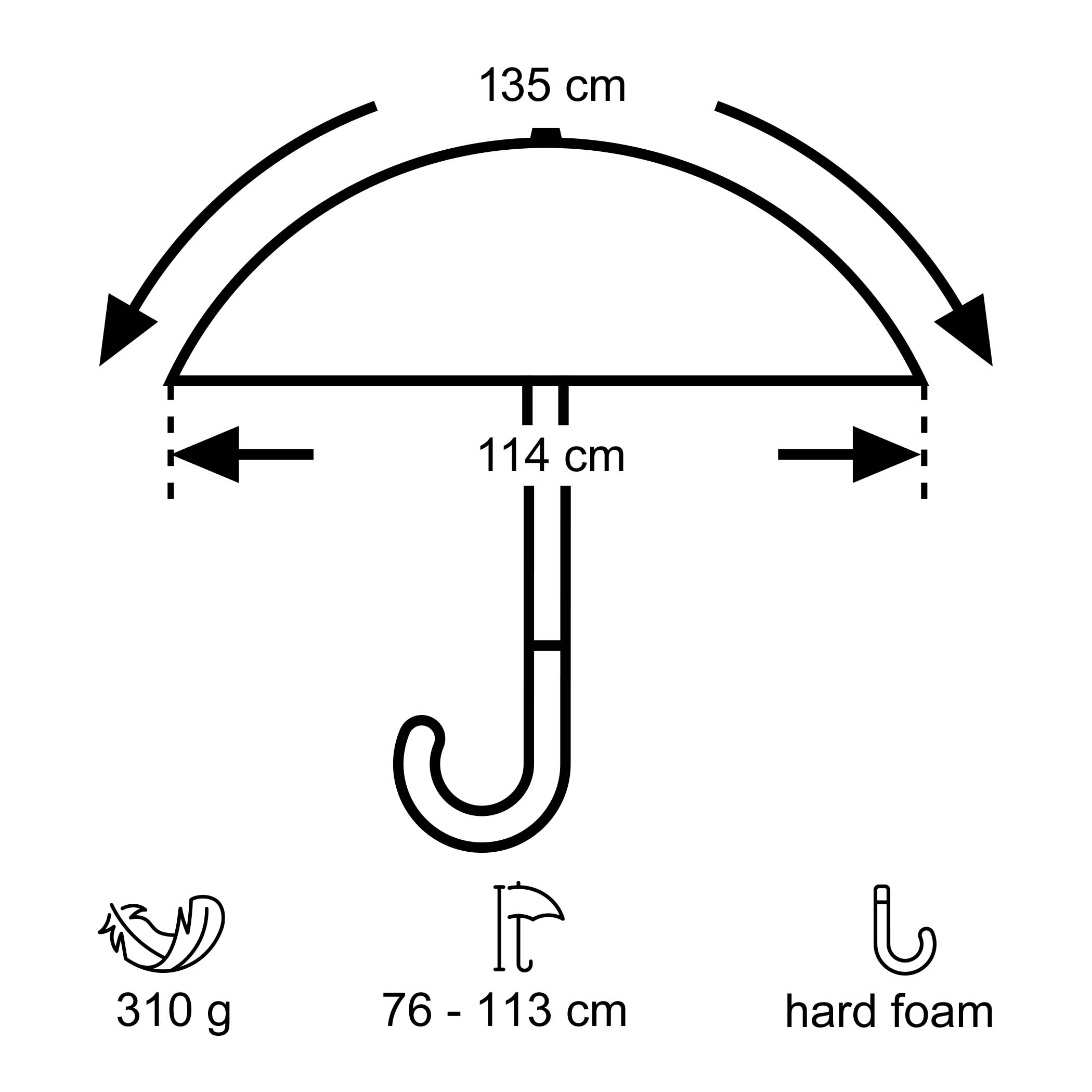 Trekking umbrella Swing handsfree ultra, black, stick umbrella, handsfree, UV protection 50+