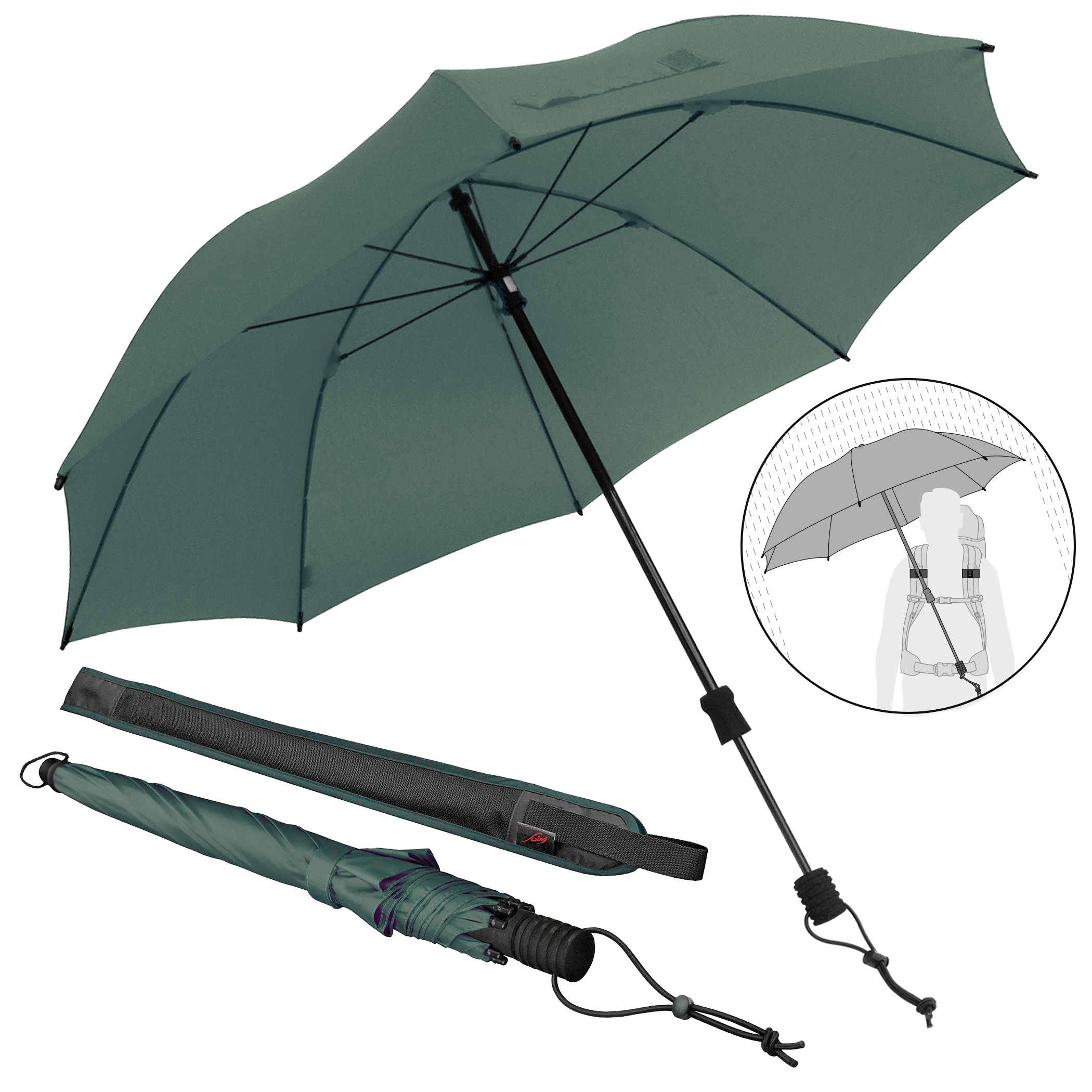 Trekking umbrella Swing handsfree, olive green Trekking umbrella Swing handsfree, olive green