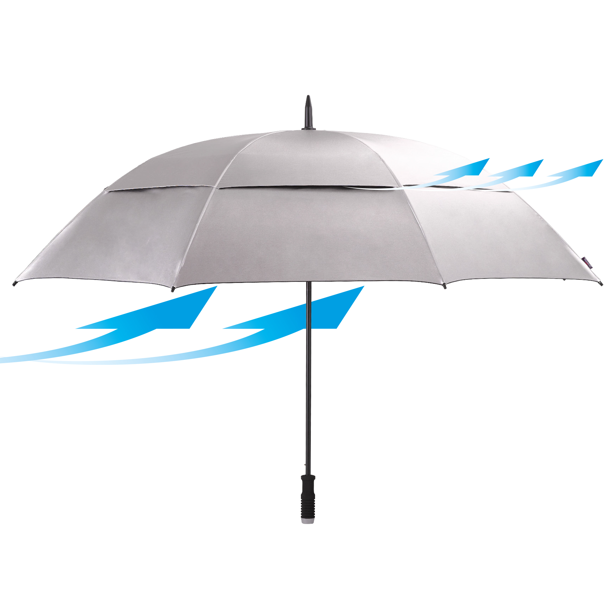 Golf-Regenschirm birdiepal storm, silber, UV-Schutz 50+,  Partnerschirm, windstabilisierender Doppelbezug, XXL-Größe